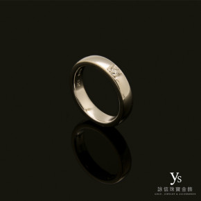 鉑金戒指-寬版單鑽鉑金戒