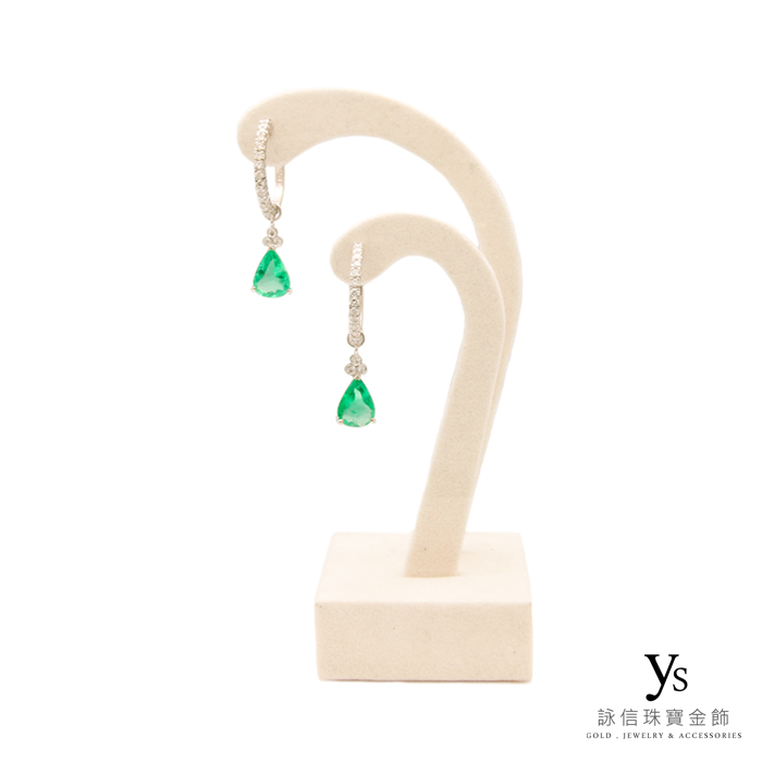 珠寶訂做-祖母綠鑽石耳環