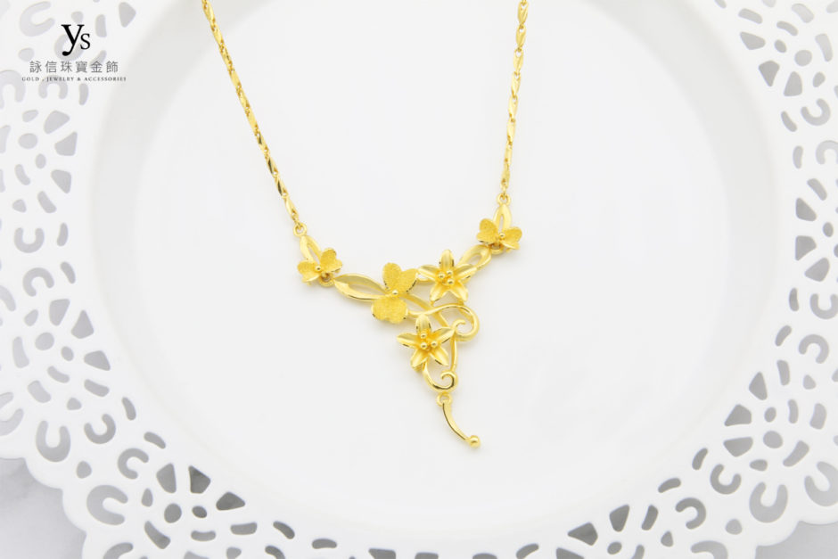 黃金套鍊-花朵造型黃金項鍊