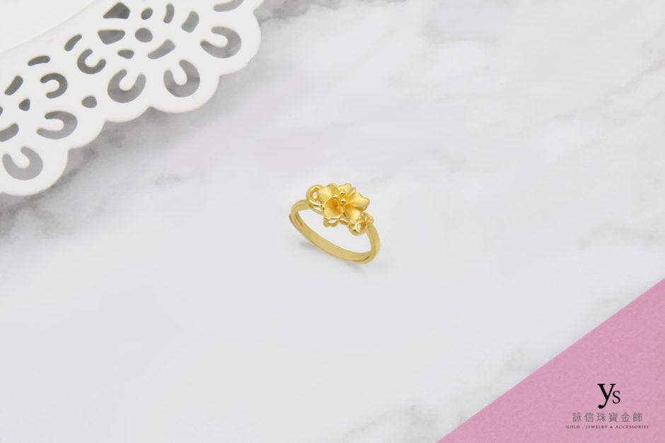 女生黃金戒指-小花黃金戒指