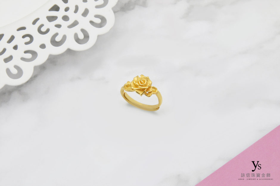 女生黃金戒指-小花黃金戒指