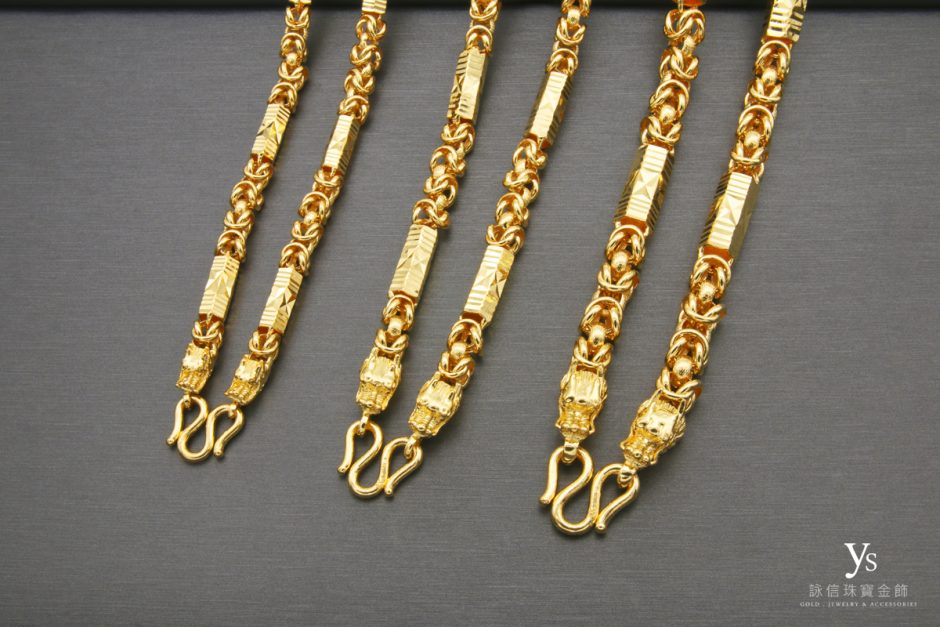 男生黃金項鏈-六角雙龍黃金項鍊