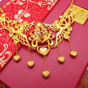 結婚金飾新款到貨-香港龍鳳項鍊、耳環