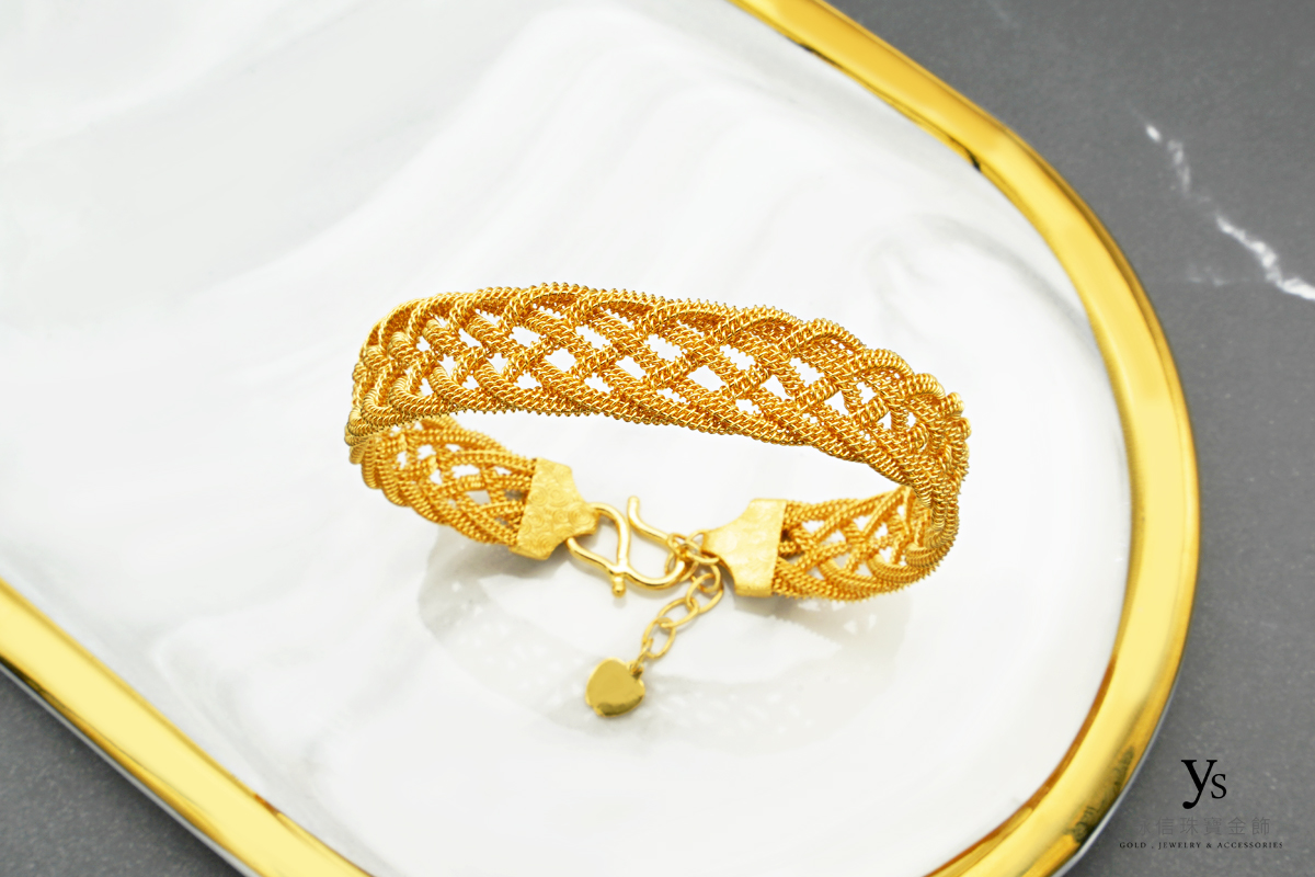 黃金手鐲-編織黃金手環