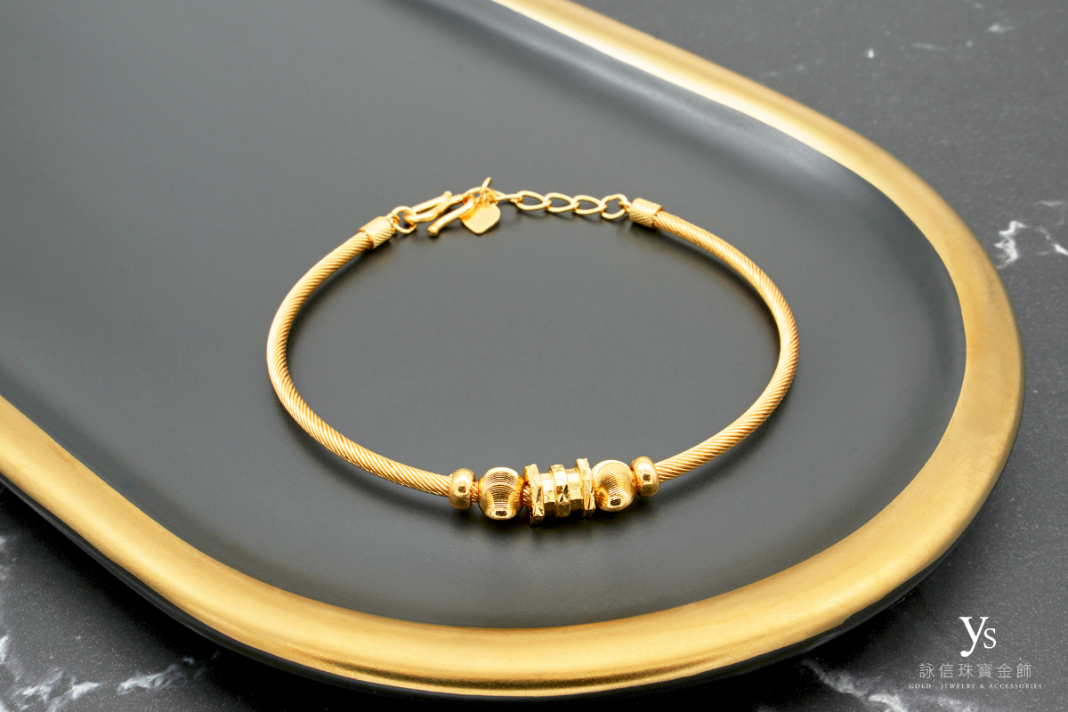 女生黃金手環-小蠻腰金珠手環