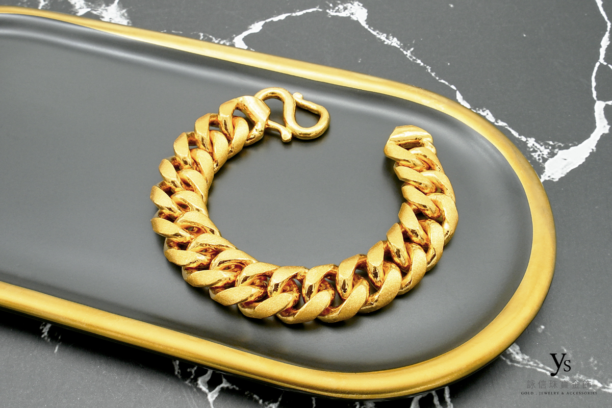 男生黃金手鏈-霸氣單鱔黃金手鍊、古巴黃金手鍊