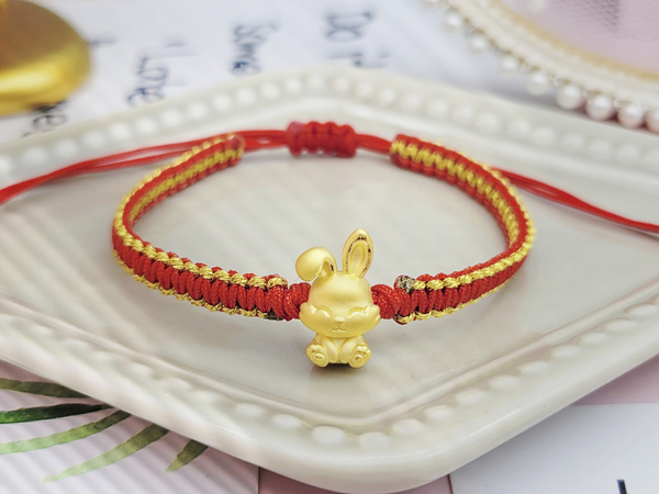 兔子彌月金飾-兔子黃金手繩