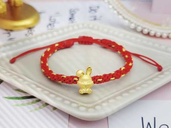 兔子黃金彌月金飾-兔子黃金手繩
