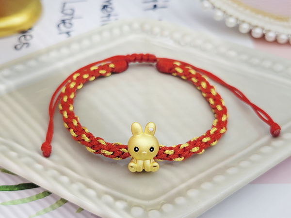 兔年彌月金飾-兔子純金手繩