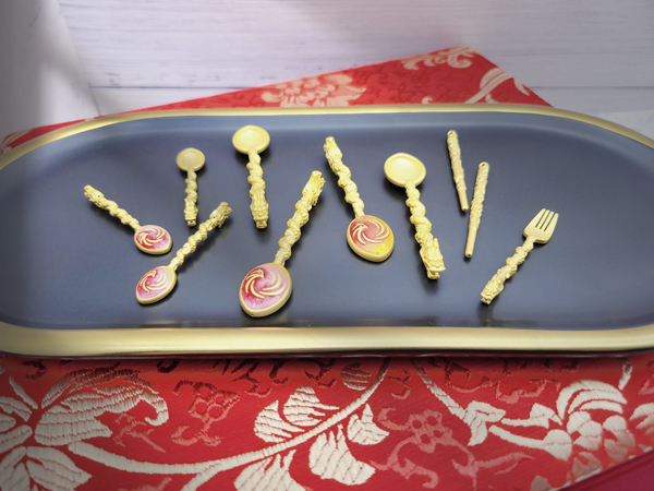 彌月金飾推薦、黃金擺件推薦-黃金湯匙、黃金筷子、黃金叉子