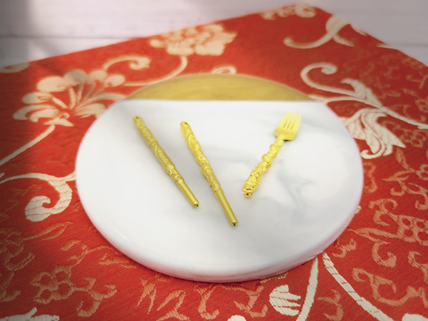 彌月金飾推薦、黃金擺件推薦-黃金筷子、黃金叉子