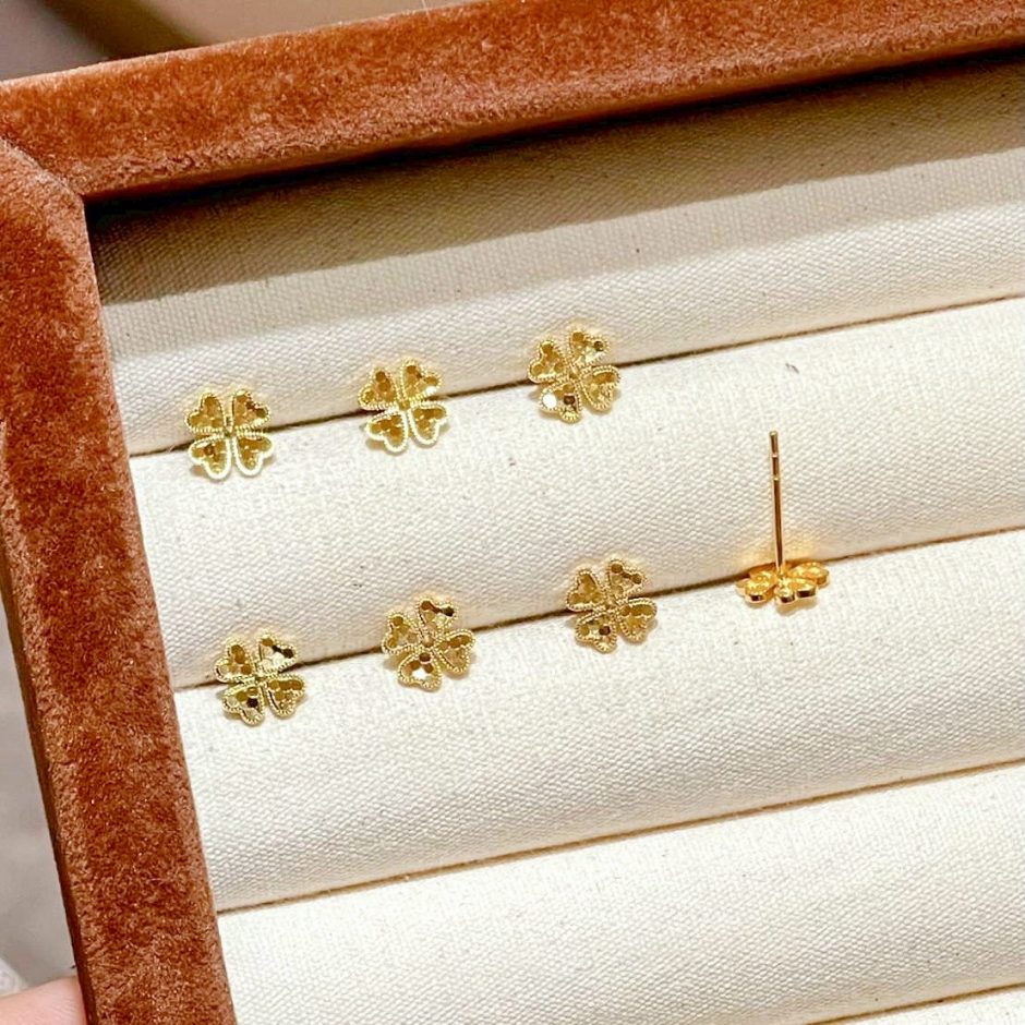 幸運草黃金耳環 幸運草黃金耳環