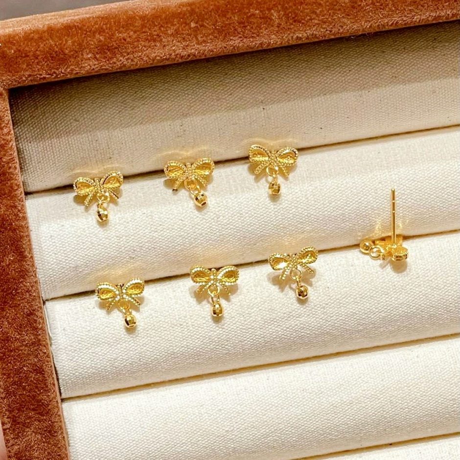 蝴蝶結黃金耳環 蝴蝶結黃金耳環